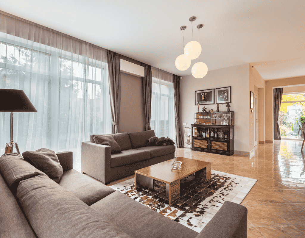Comprehensive short-term rental cleaning in Indianapolis by Indy Cleans, keeping living rooms fresh and inviting.